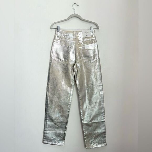 NWT Zara Metallic Silver Jeans - Picture 11 of 12